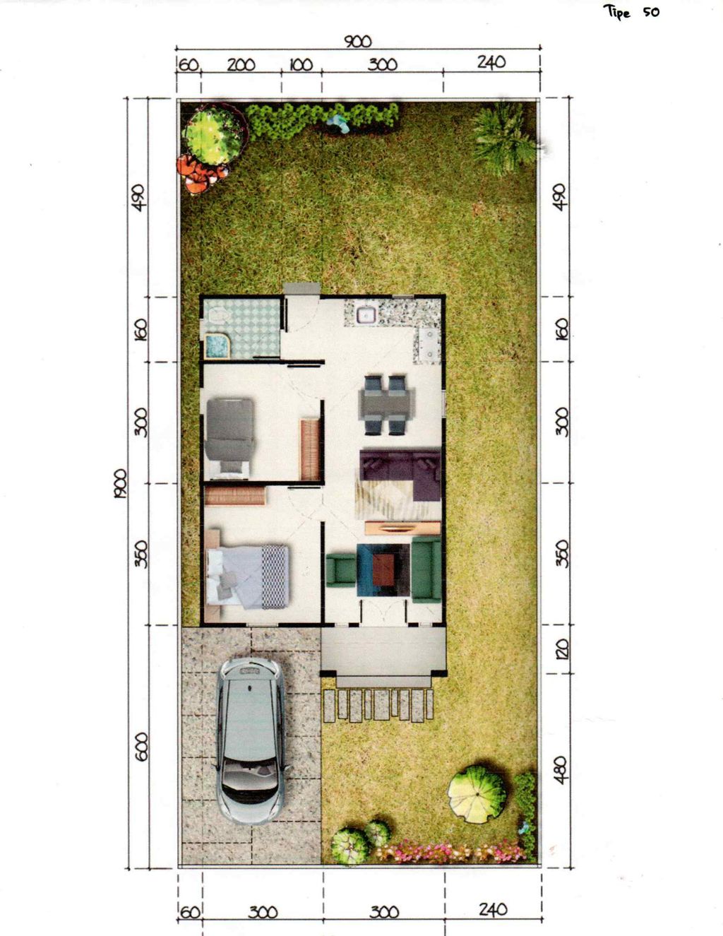 foto denah rumah tipe 50/188 perumahan Komplek Perumahan Navara Residence