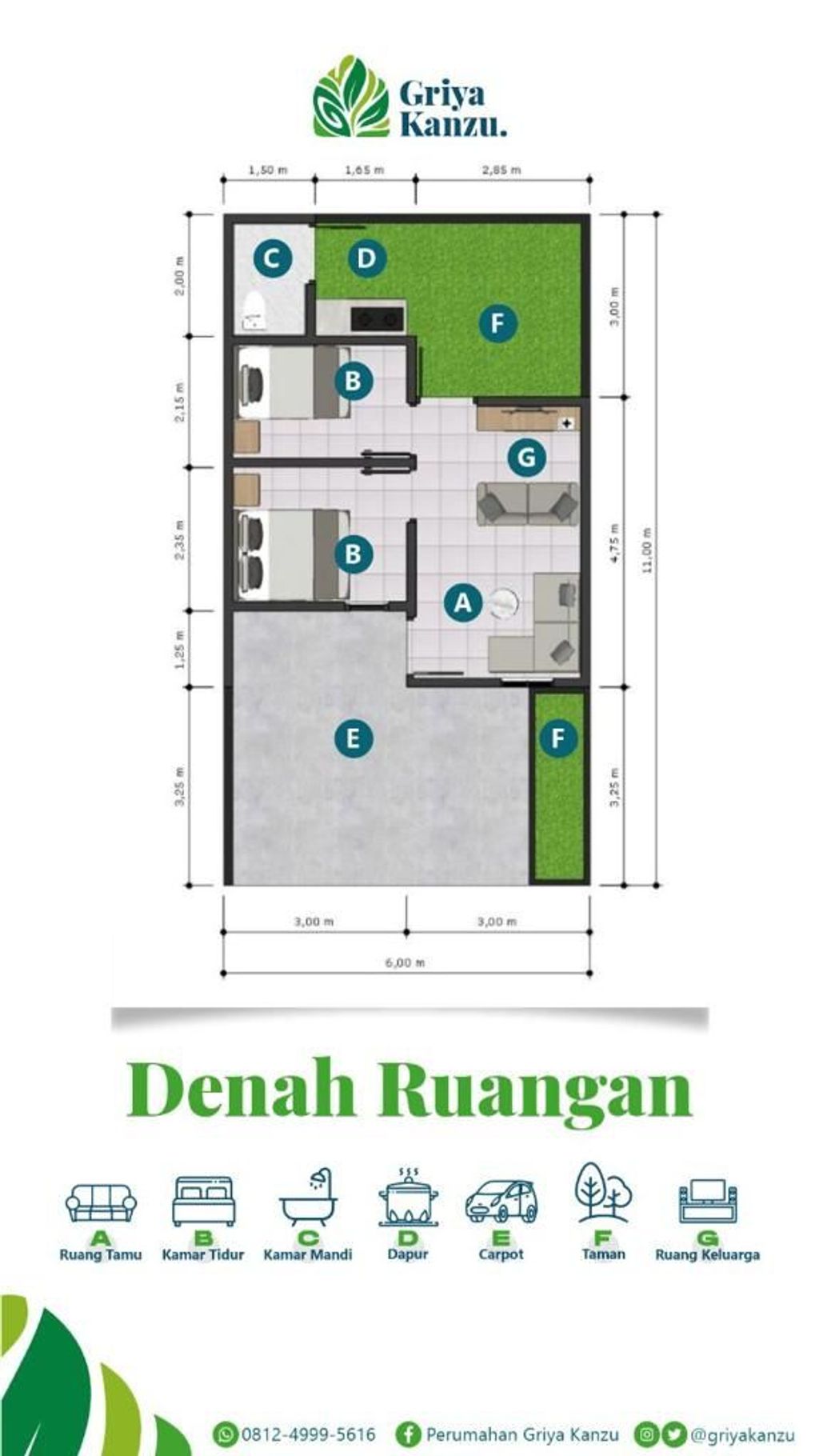foto denah rumah tipe 30/66 perumahan GRIYA KANZU SUKOHARJO