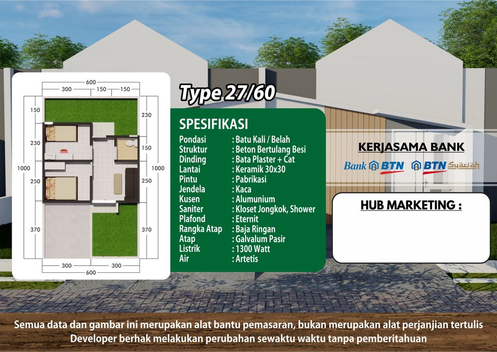 foto denah rumah tipe Subsidi perumahan GRAND MIWA 1 KARANGMANGGIS