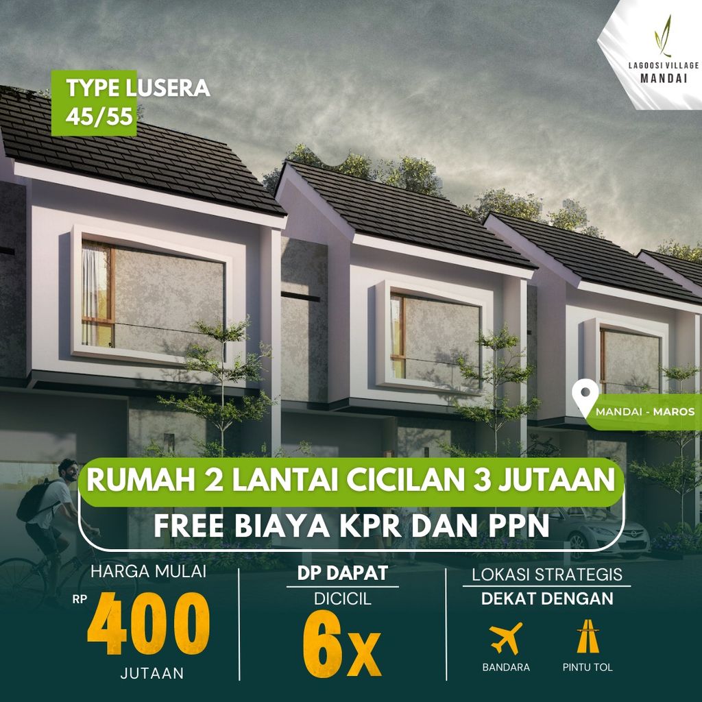foto tampak rumah tipe LUSERA perumahan NEW LAGOOSI VILLAGE