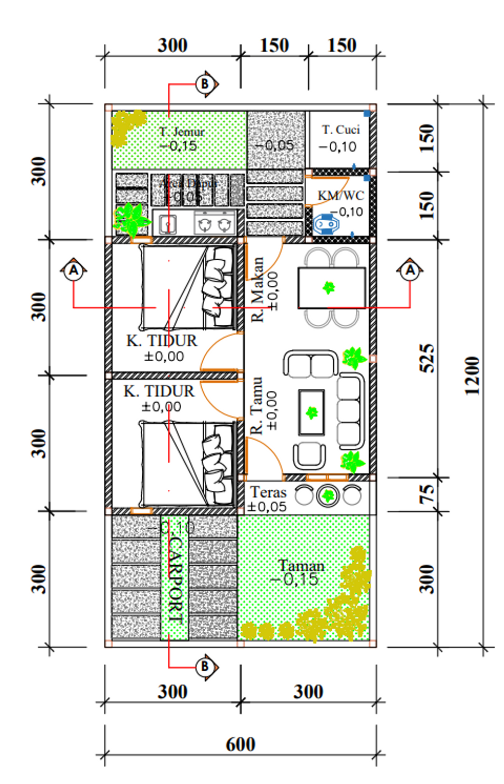 foto denah rumah tipe 36/72 perumahan Griya Adytiya Residence