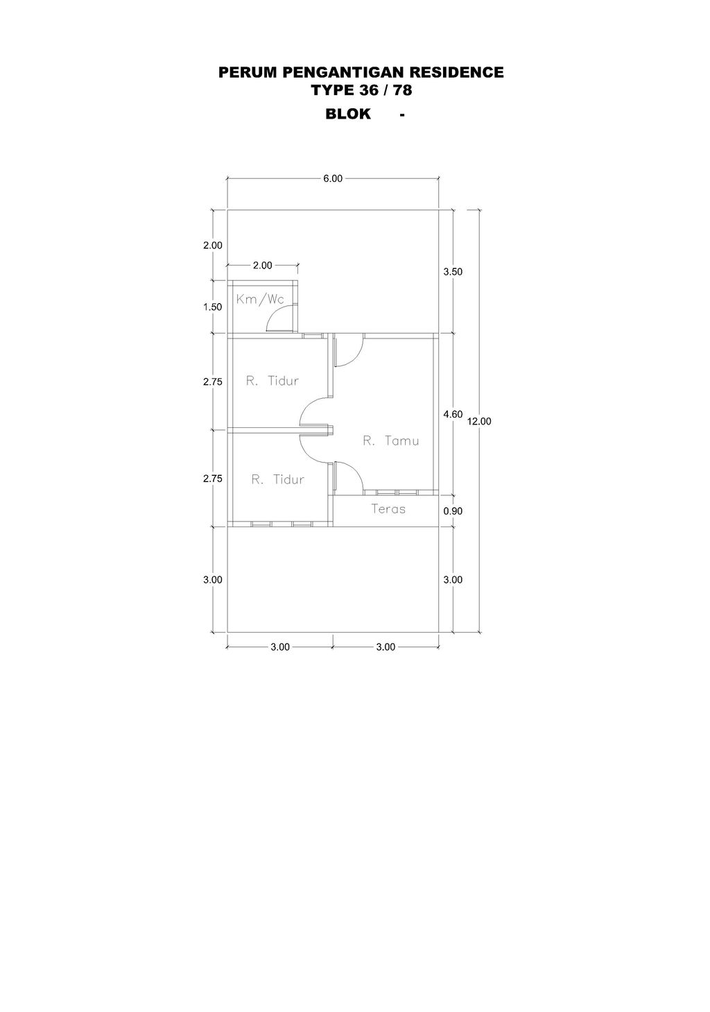 foto denah rumah tipe 36/78M/145.750.000 perumahan Pengantigan Residence