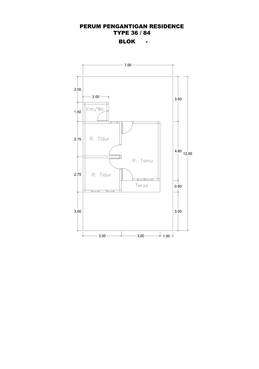 foto denah rumah tipe 36/84M/140.000.000 perumahan Pengantigan Residence