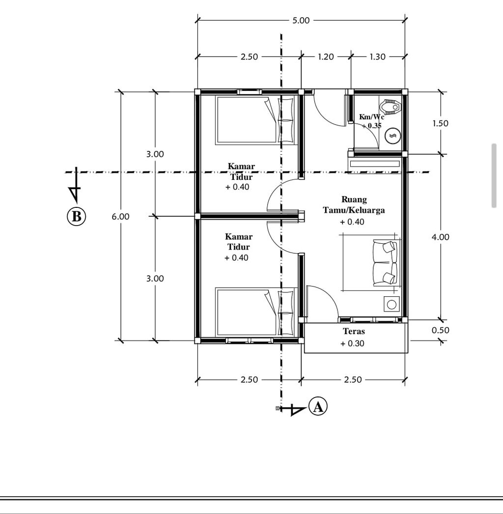 foto denah rumah tipe 30/80 perumahan Graha Arum Permai 3 Bungkulan