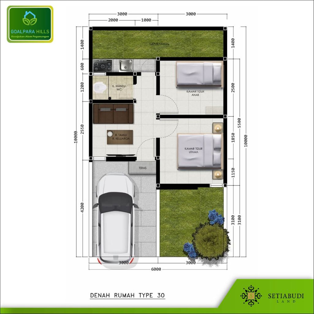 foto denah rumah tipe 30/60 (PMK 2023) perumahan Goalpara Hills Tahap 2