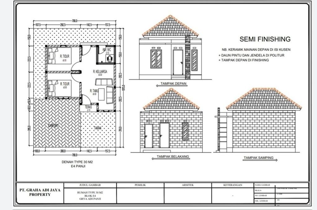 foto denah rumah tipe subsidi perumahan grya adi panji asri perluasan