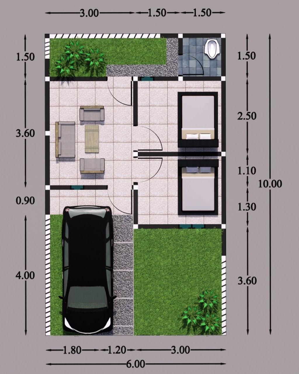 foto denah rumah tipe 30/60 perumahan PERUMAHAN PURI PERMATA KAHURIPAN 2
