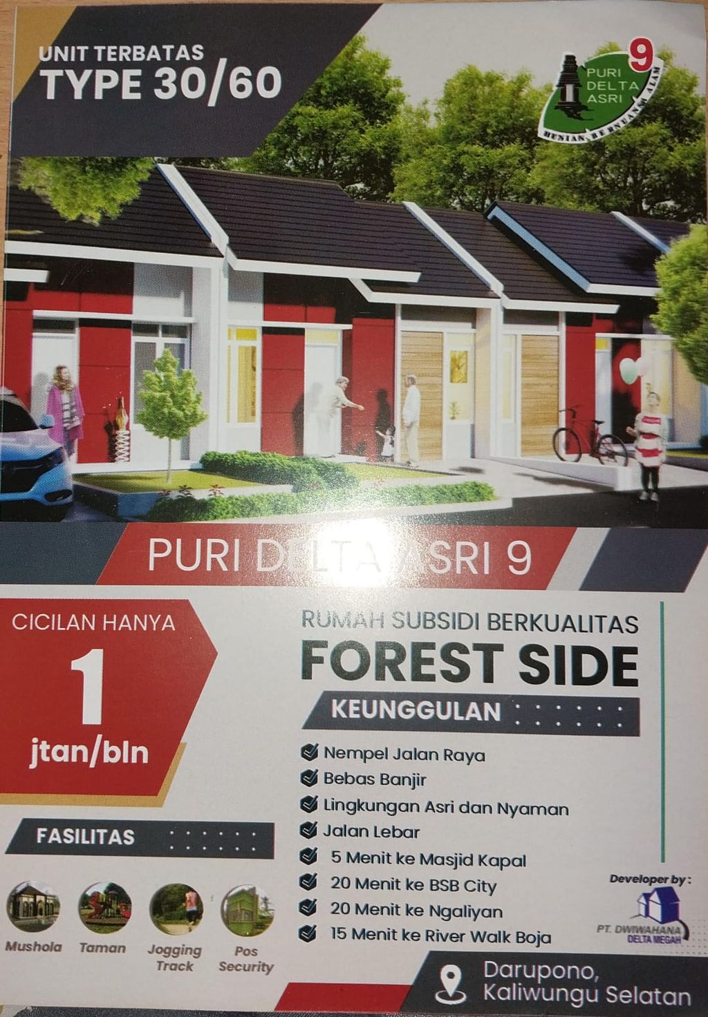 foto tampak rumah tipe 30/60 perumahan PURI DELTA ASRI 9