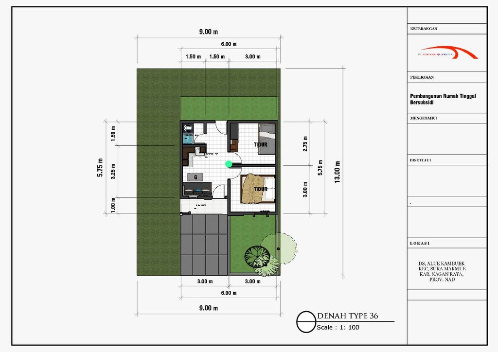 foto denah rumah tipe Alu kambuk perumahan Residence Alue Kambuk