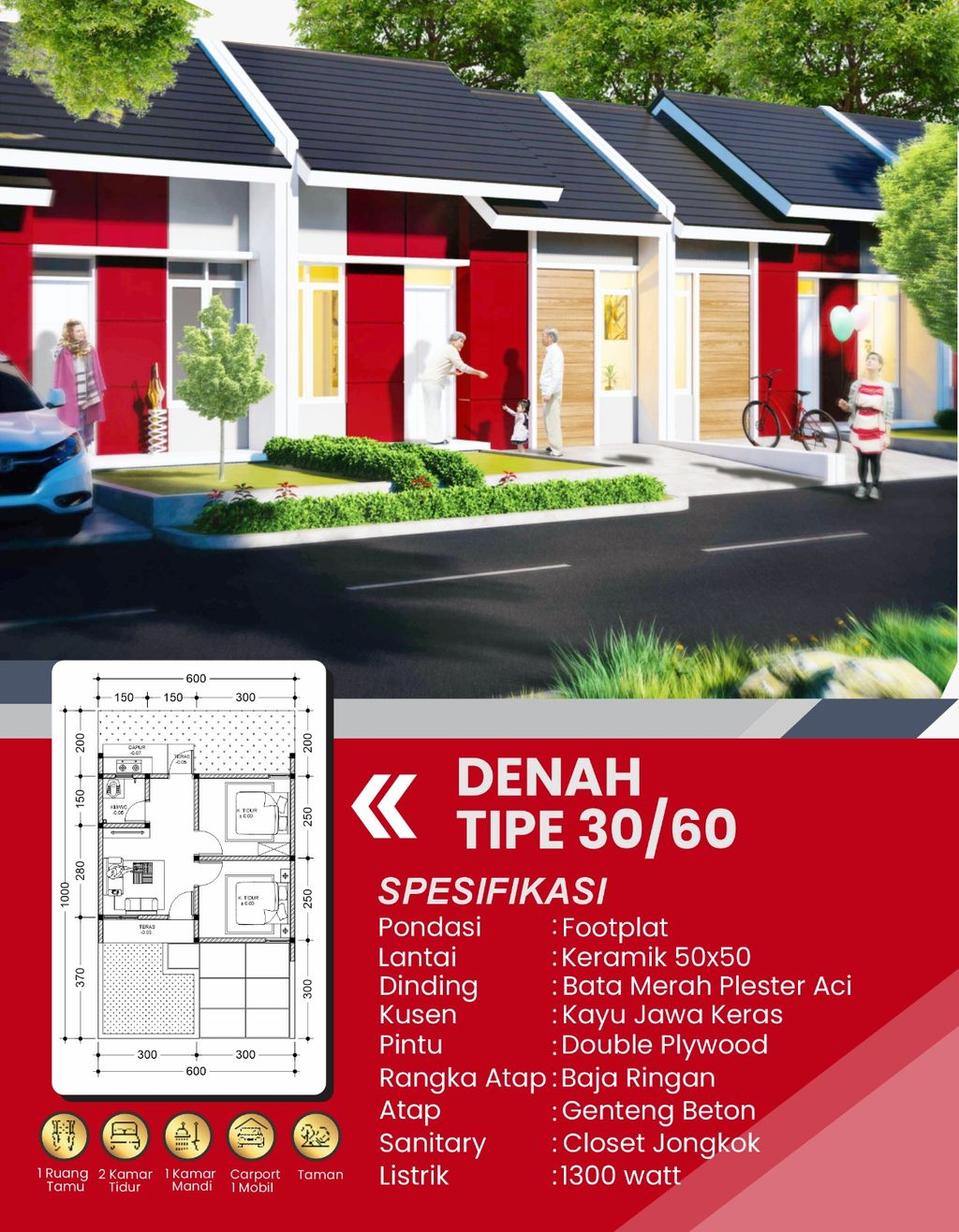 foto tampak rumah tipe 30/60 perumahan PURI DELTA ASRI 9