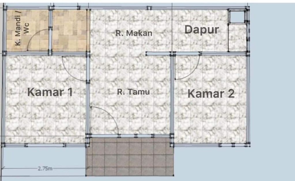 foto denah rumah tipe 36 perumahan SULUNG GRIYA BORNEO