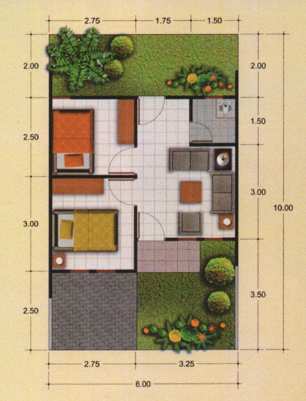 foto denah rumah tipe 30 perumahan WIROGUNAN RESIDENCE TAHAP VI