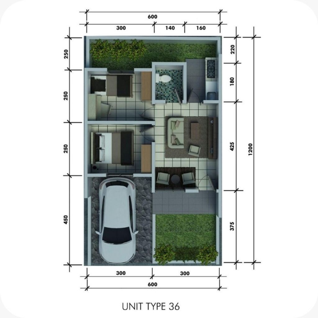 foto denah rumah tipe 36 subsidi perumahan Maronan Green Regency