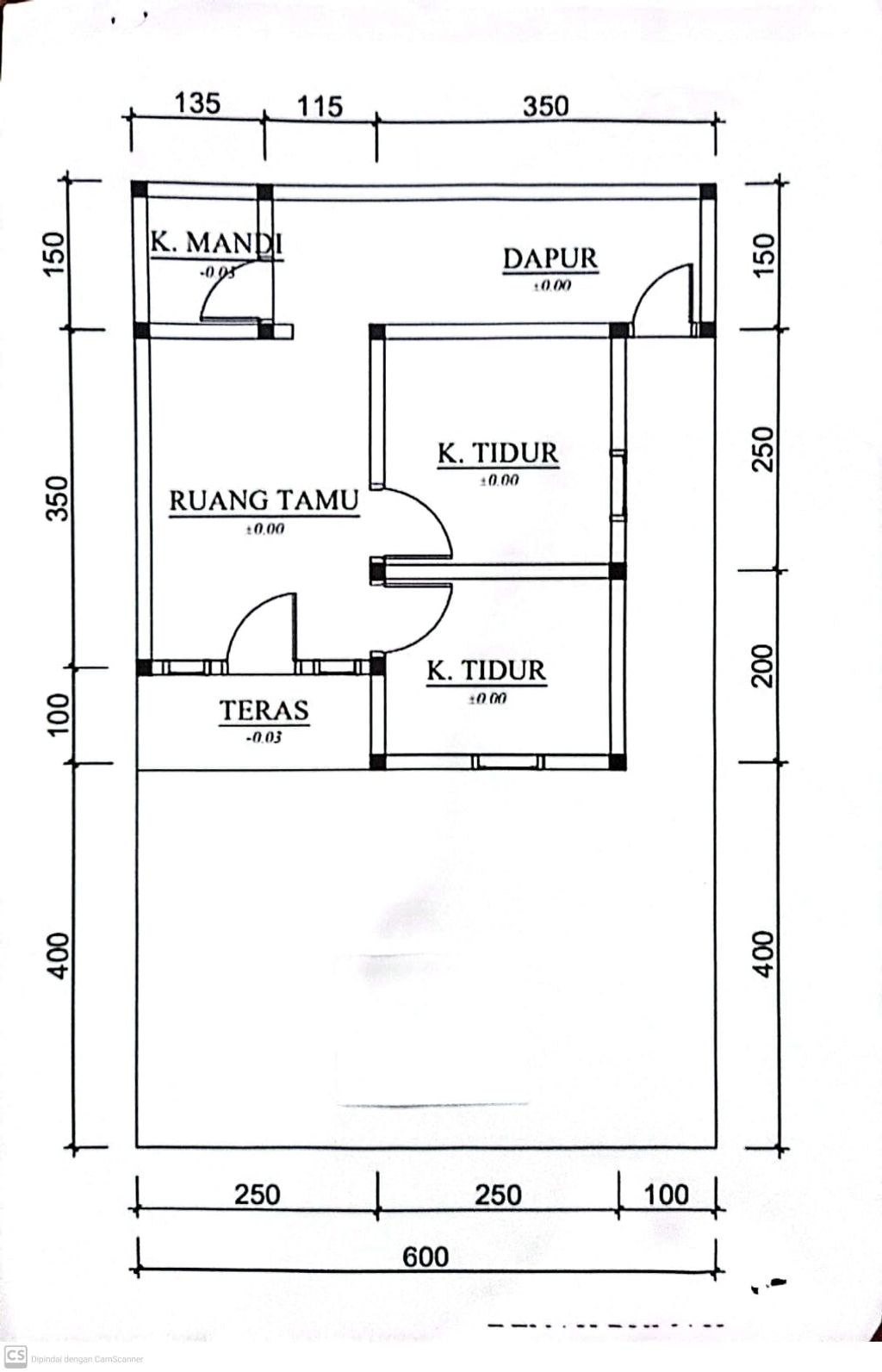 foto denah rumah tipe 30/60 perumahan VILLA ASRI LEUWISADENG