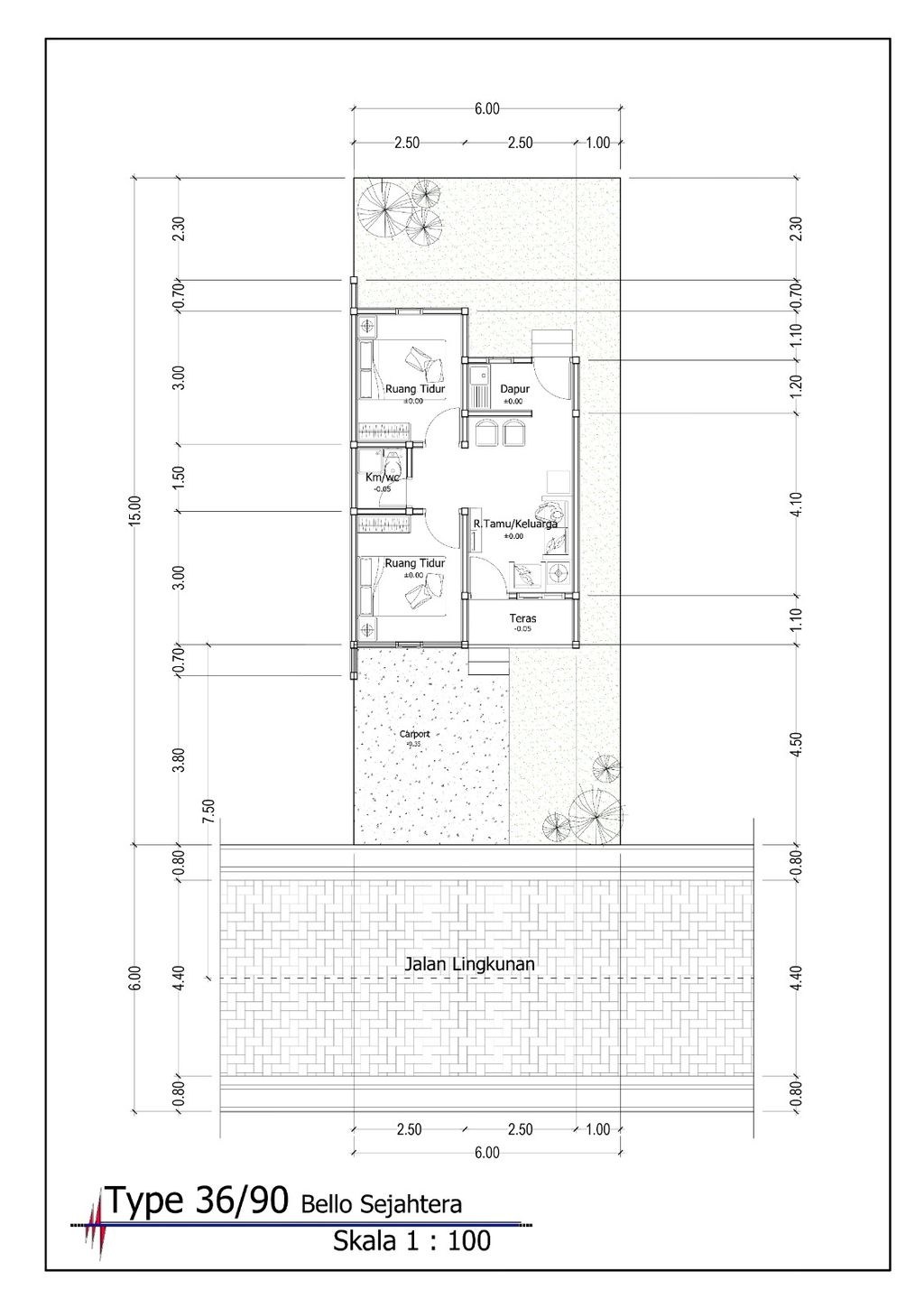 foto denah rumah tipe 36 perumahan Bello Sejahtera 2
