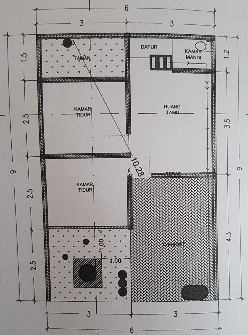 foto denah rumah tipe 30/60 perumahan Alesha Puri Regency