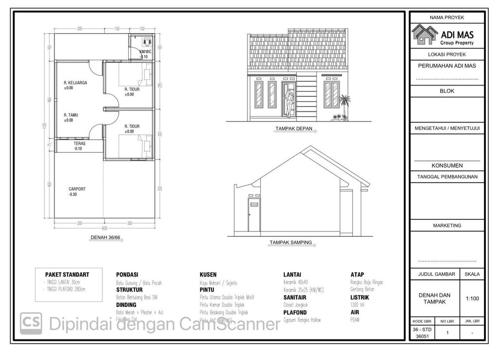 foto denah rumah tipe 36 perumahan ADI MAS SOBO REGENCY TAHAP II