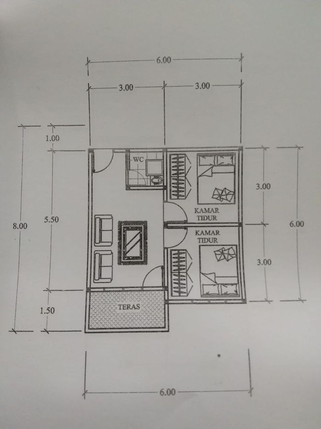 foto denah rumah tipe RHS 36 perumahan PERUMAHAAN GREEN FARENSA 9