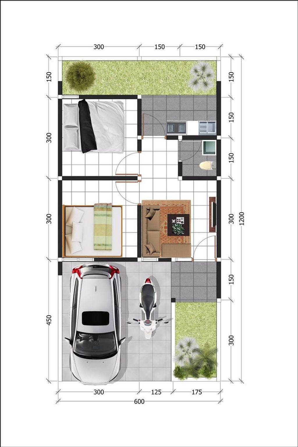 foto denah rumah tipe 36/72 perumahan CITRA REGENCY
