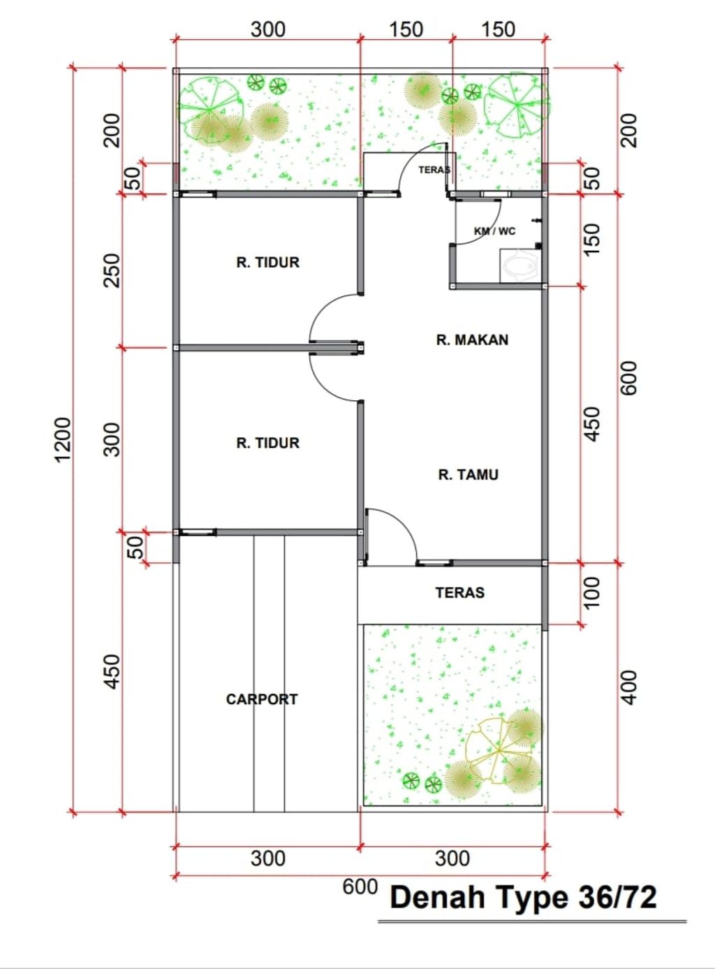 foto denah rumah tipe 36/72 perumahan ZAMRUD RESIDENCE TAENG2