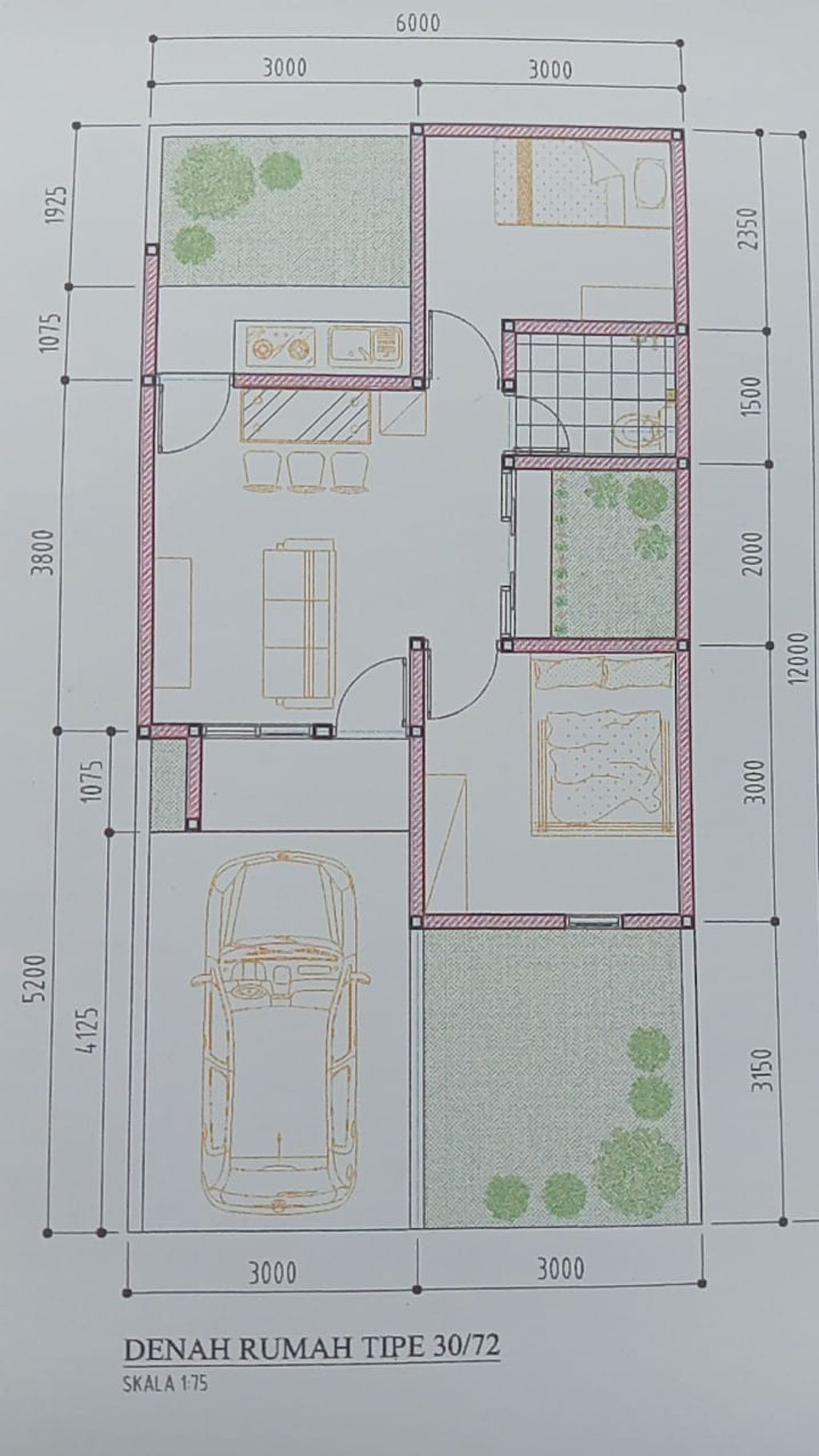 foto denah rumah tipe 36/72 perumahan Grand Balokang 2