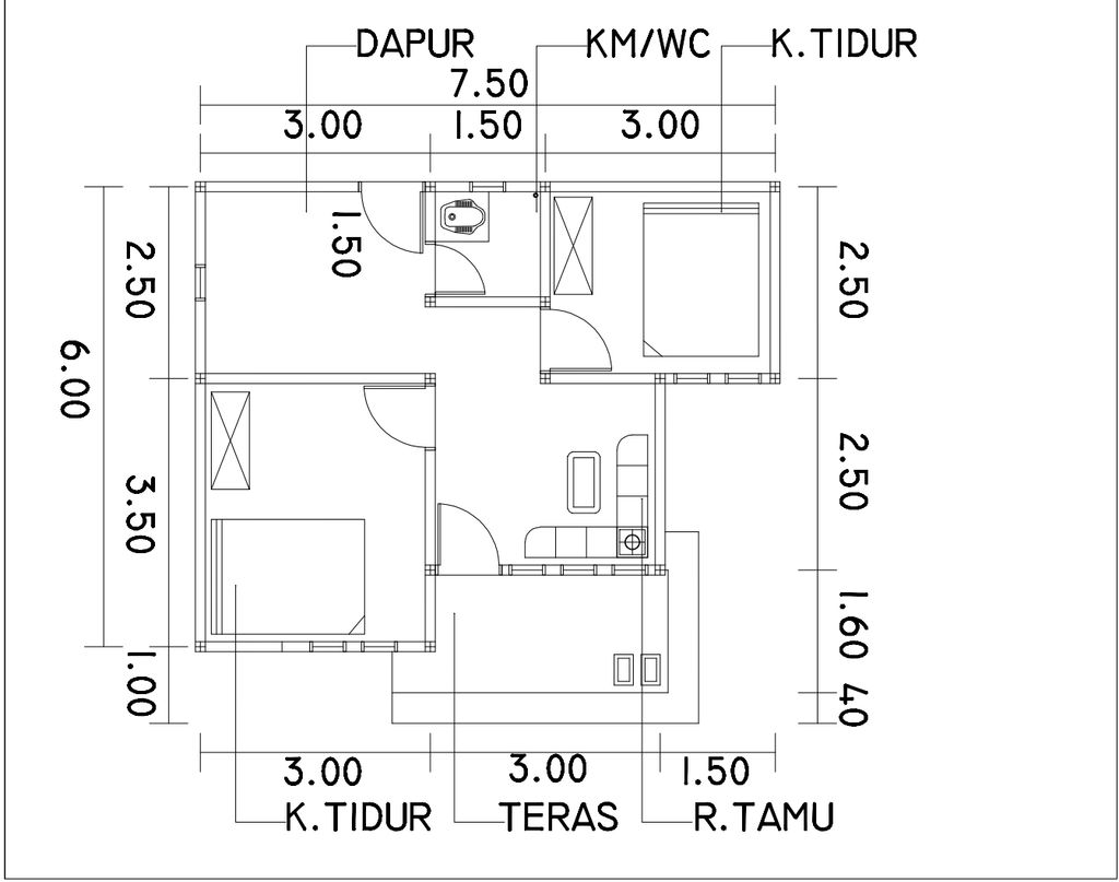 foto denah rumah tipe 36 perumahan Graha Indah Subaliak
