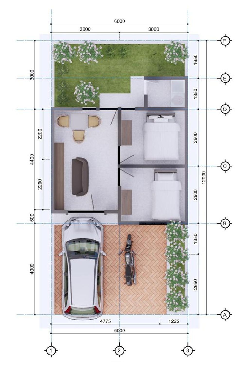 foto denah rumah tipe 36/72 perumahan Grand Balokang 2