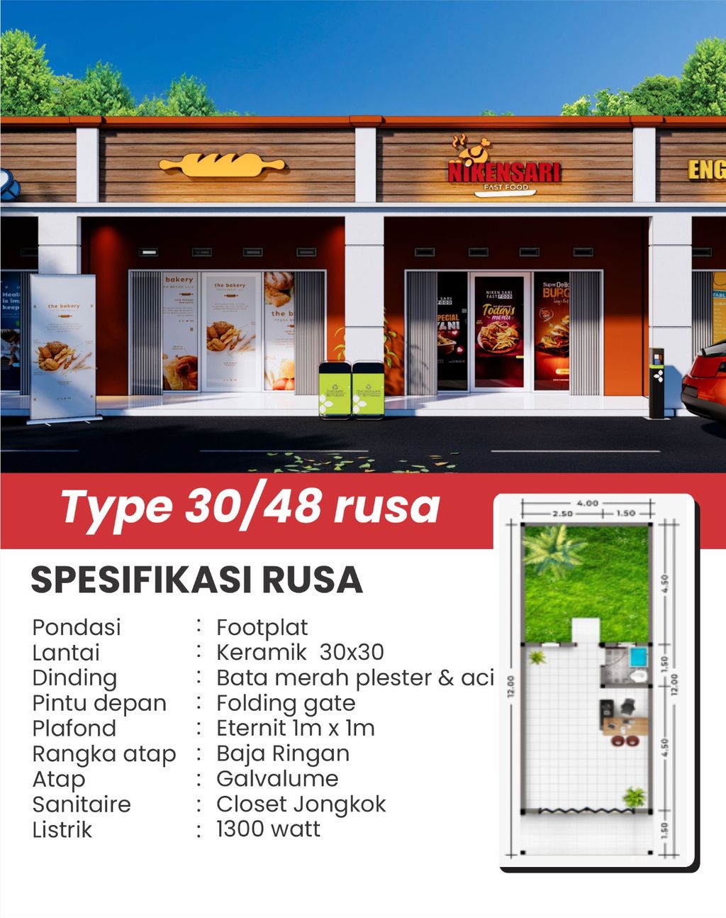foto denah rumah tipe RUKO perumahan PURI DELTA ASRI 9