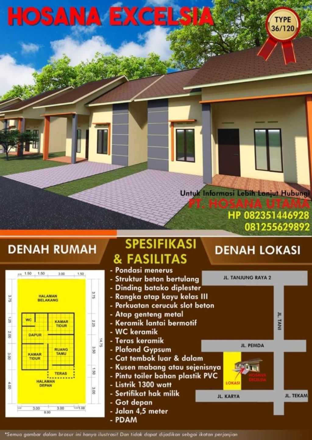 foto denah rumah tipe Hosana Excelsia perumahan Hosana Excelsia