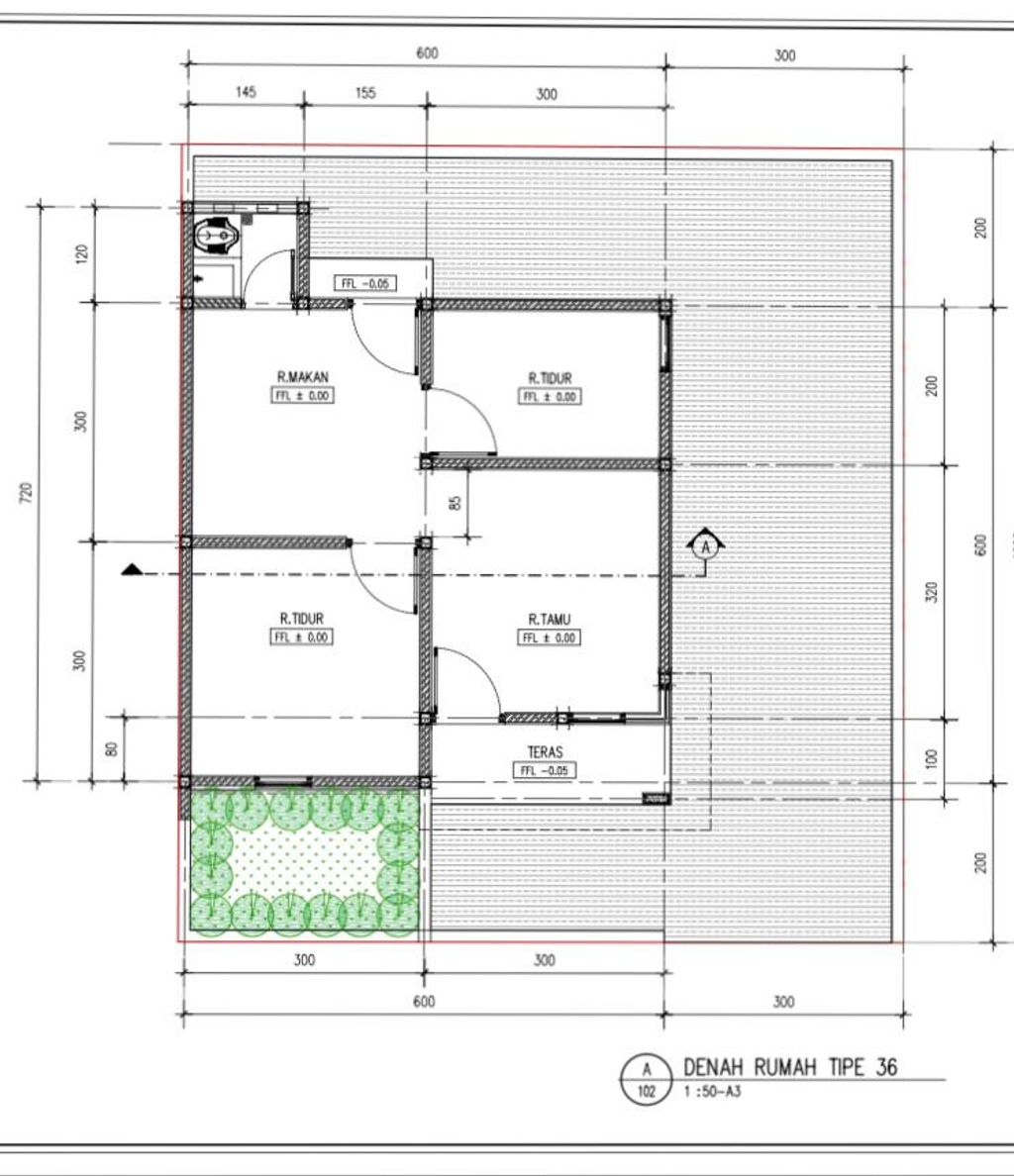 foto denah rumah tipe 36/90 perumahan Rizky Residence Lotti