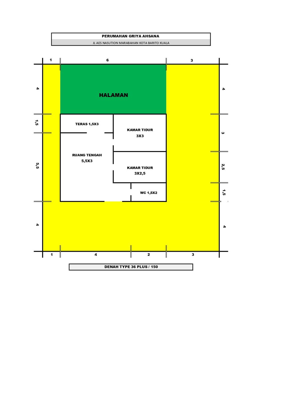 foto denah rumah tipe 36 perumahan GRIYA AHSANA