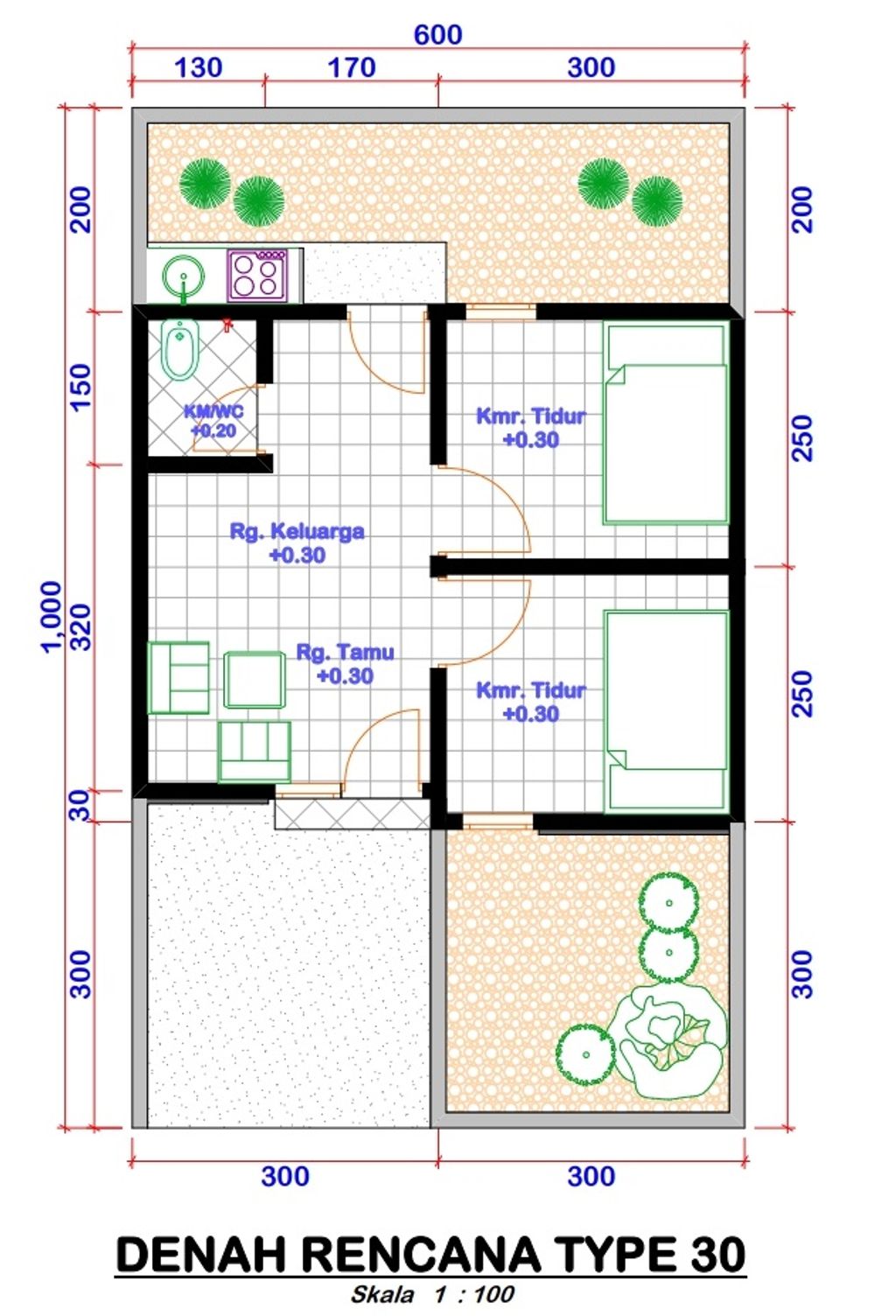 foto denah rumah tipe 30 perumahan Griya Tiara Arum 4 Penusupan