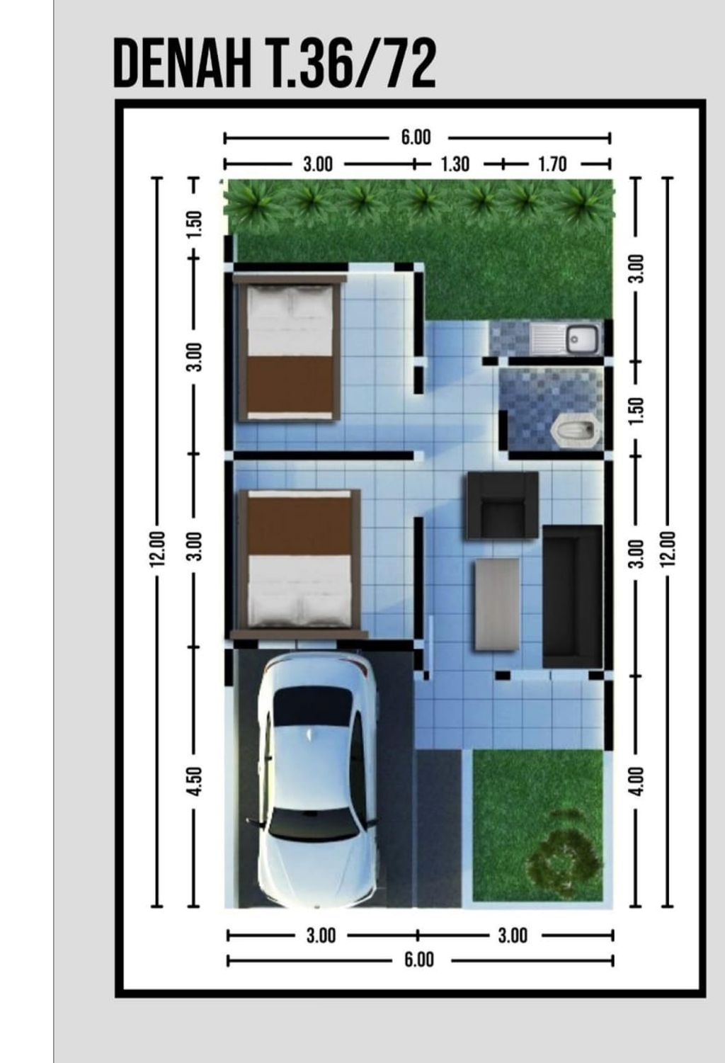 foto denah rumah tipe 36/72 (PMK 2023) perumahan BUMI SIRNAGALIH RESIDENCE