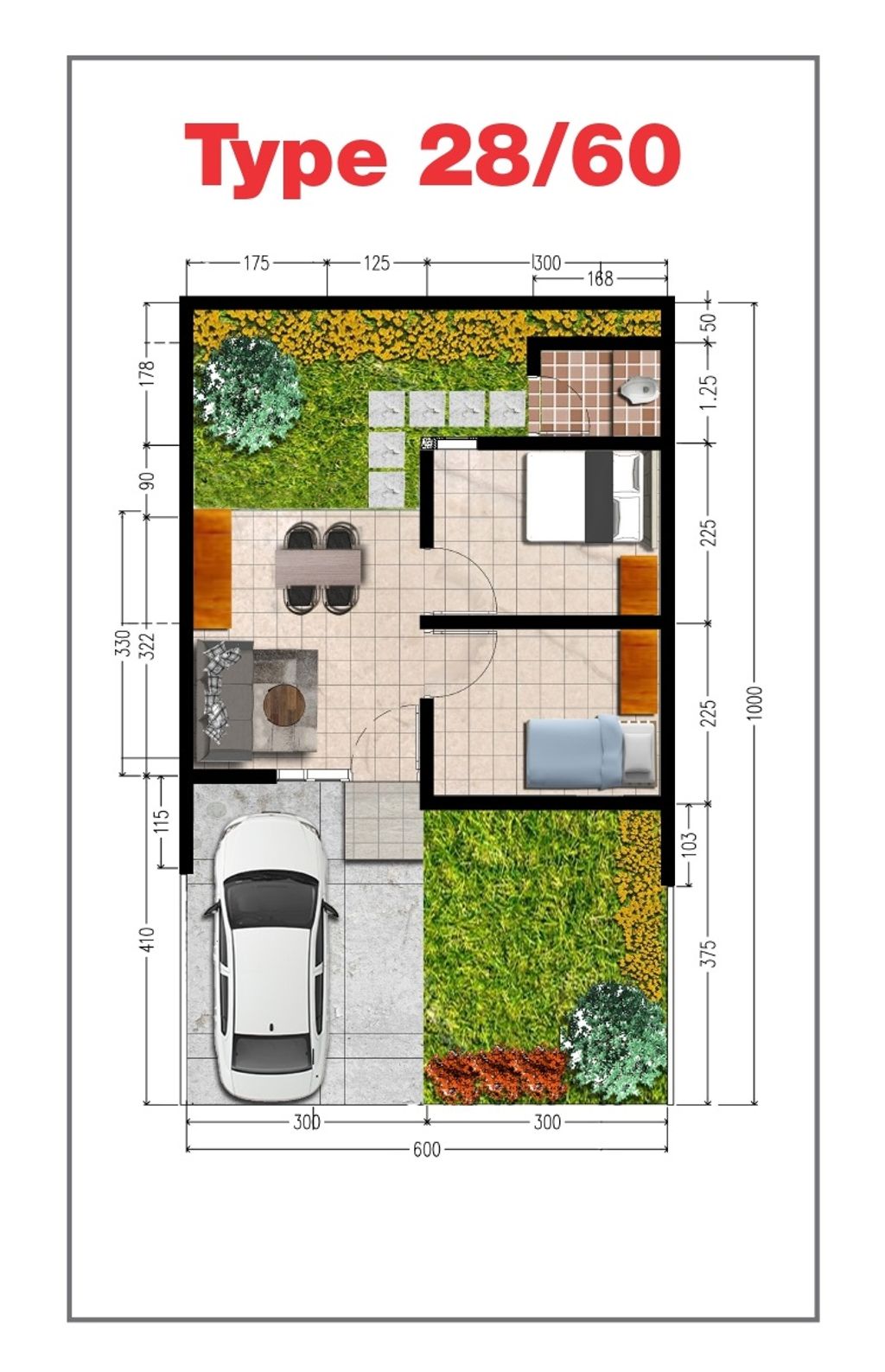 foto denah rumah tipe 28/60 perumahan Bukit Mas Residence