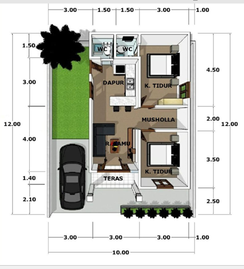 foto denah rumah tipe 55 perumahan CENTER HOUSE 9