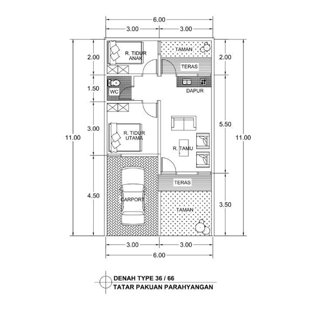 foto denah rumah tipe 36 perumahan TATAR PAKUAN PARAHYANGAN