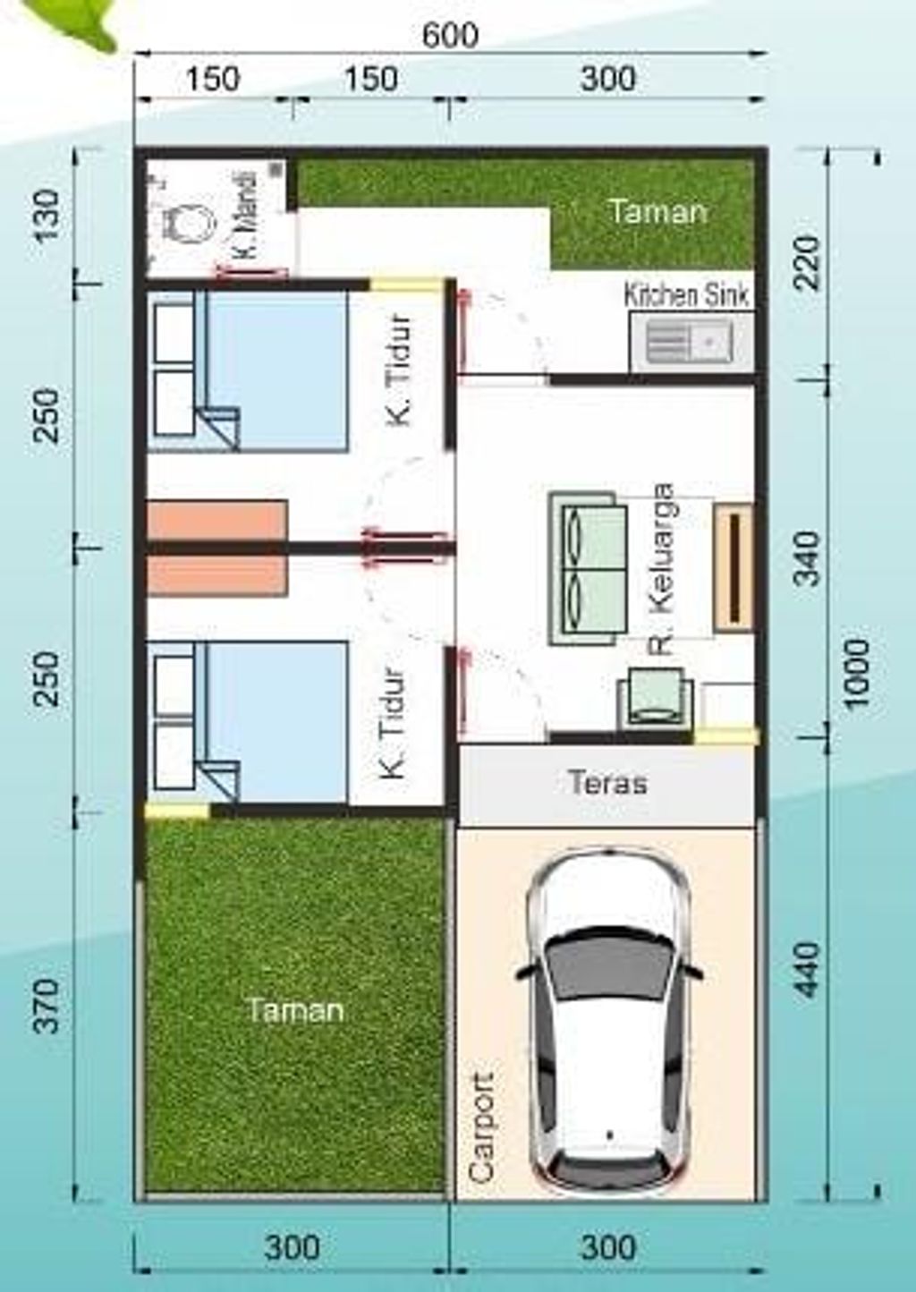 foto denah rumah tipe ARJUNA 28 perumahan Puri Persada Indah (PPI)