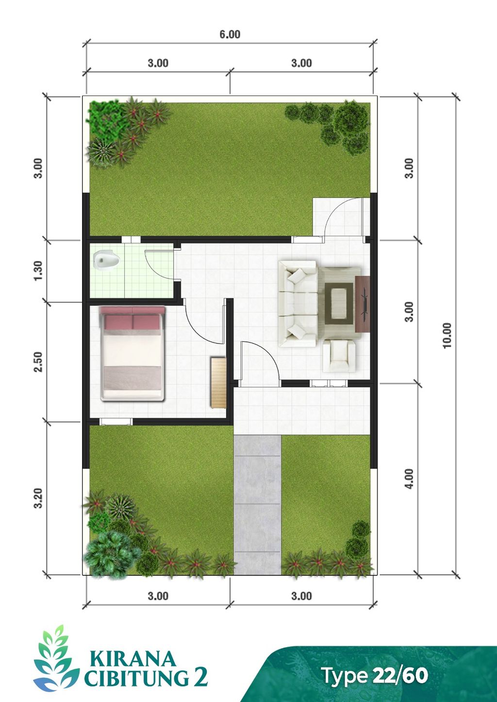 foto denah rumah tipe 22/60 perumahan KIRANA CIBITUNG 2 (TAHAP 1)