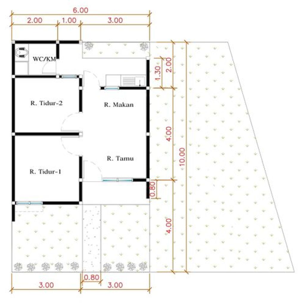 foto denah rumah tipe F33-1 (new) perumahan Puri Anggrek Serang 3 Kalodran