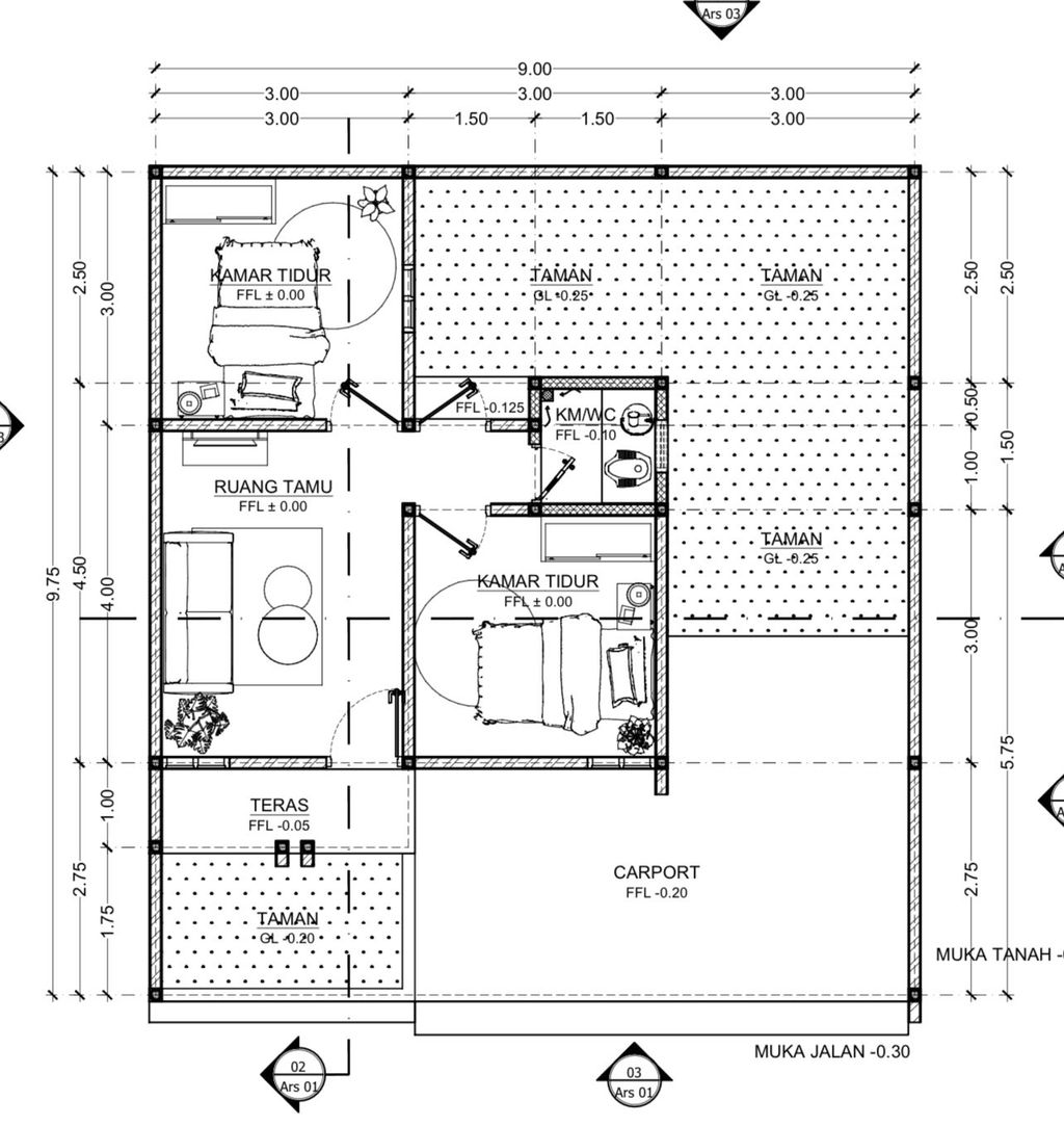 foto denah rumah tipe 36 perumahan RAFFLESS RESIDENCE