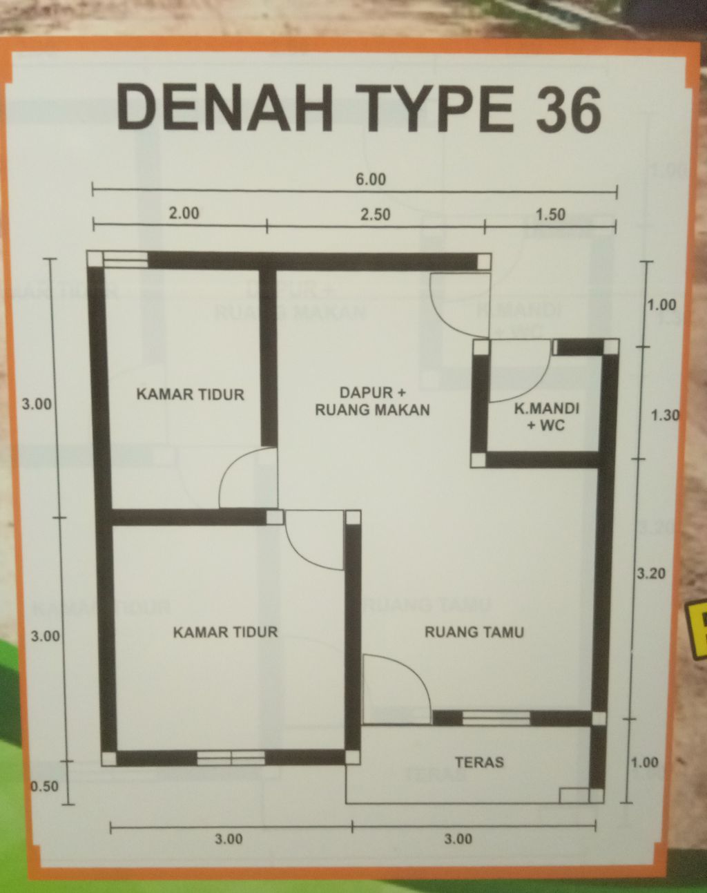 foto denah rumah tipe 36 terbaru perumahan GRAND SANUR GRIYA TAMA II