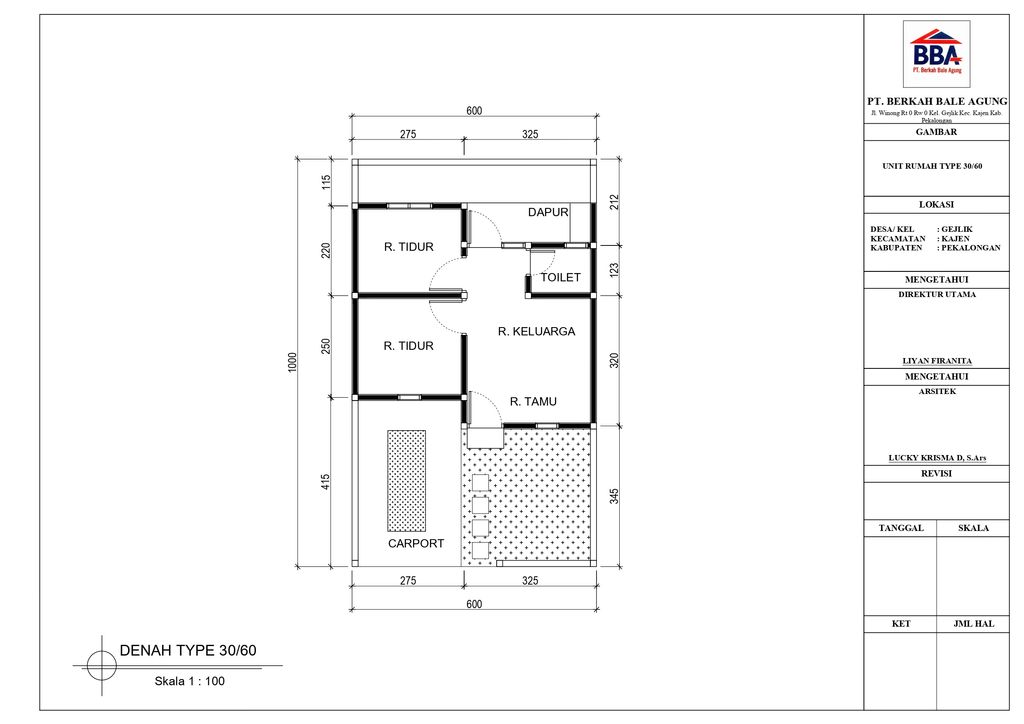 foto denah rumah tipe 30/60 perumahan GREEN PANORAMA 04