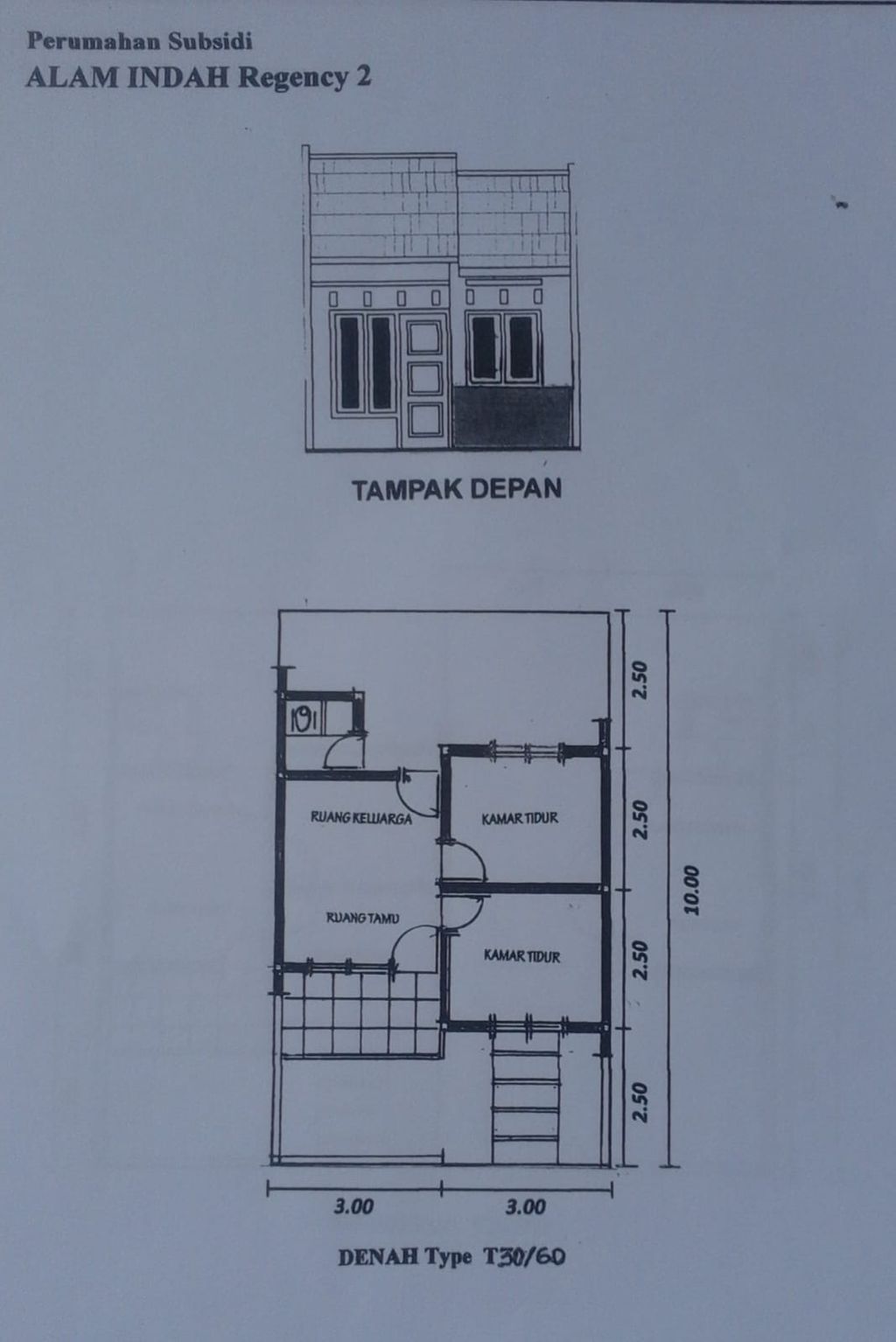 foto denah rumah tipe T30/60 (HB) perumahan Alam Indah Regency 2