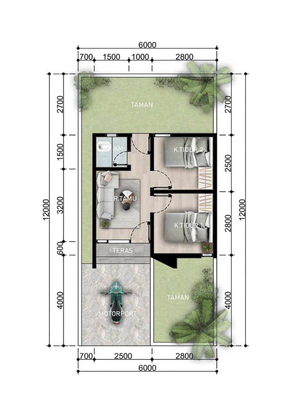 foto denah rumah tipe 28 perumahan GREEN SAVANA RESIDENCE