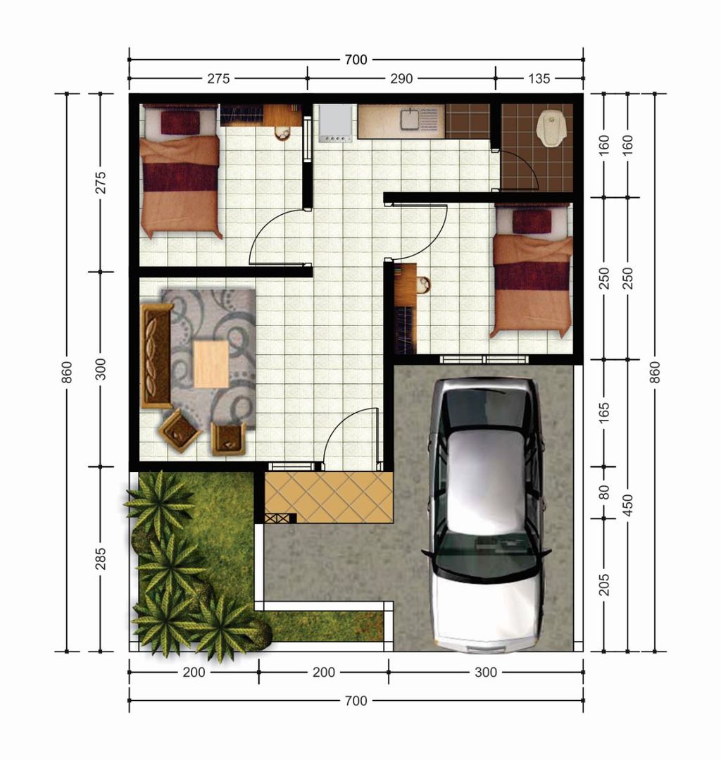 foto denah rumah tipe 36 perumahan GRAND SULTAN RESIDENCE