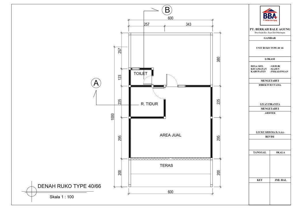 foto denah rumah tipe RUKO perumahan GREEN PANORAMA 04