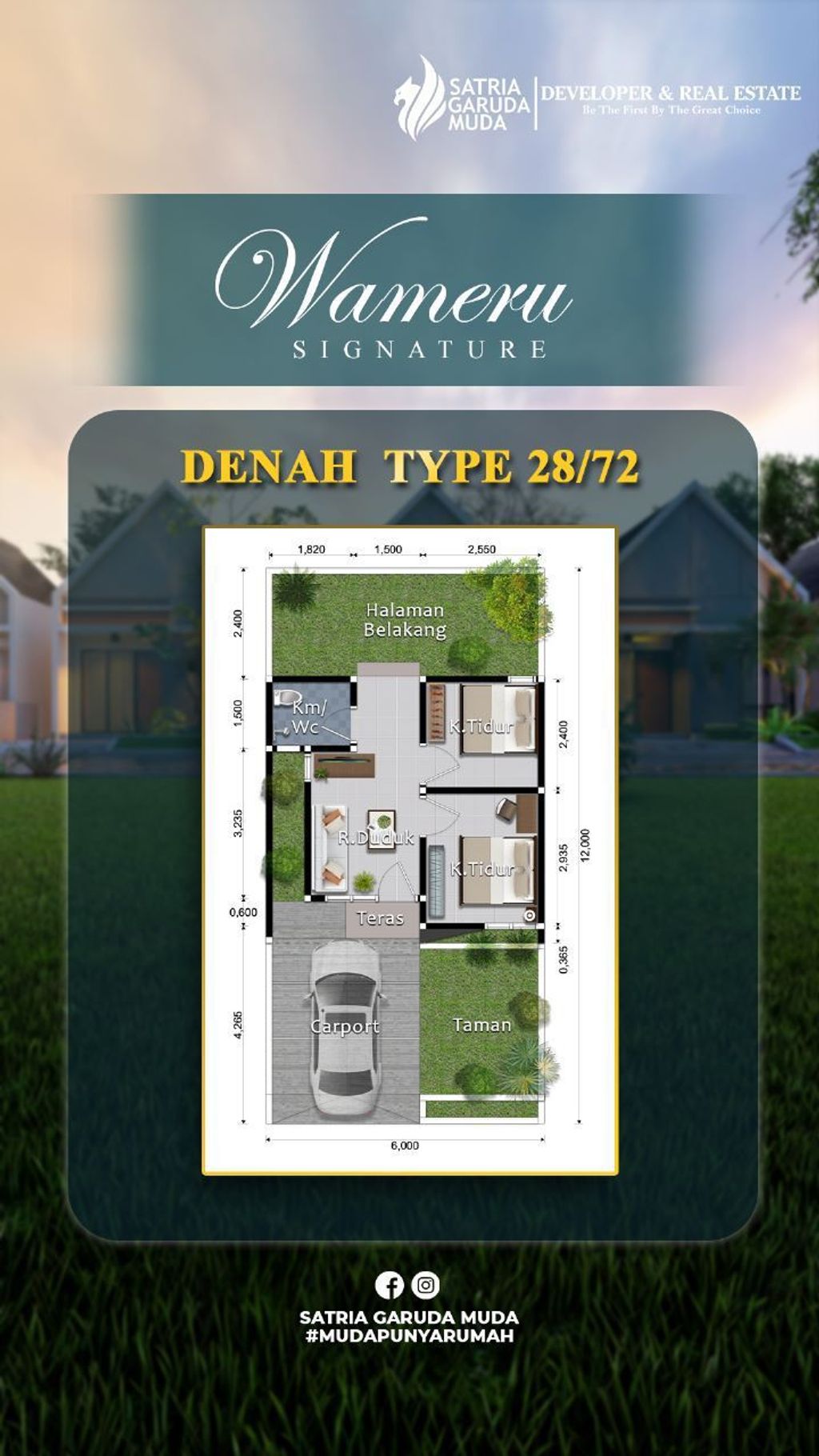 foto denah rumah tipe SUBSIDI perumahan WAMERU SIGNATURE 2