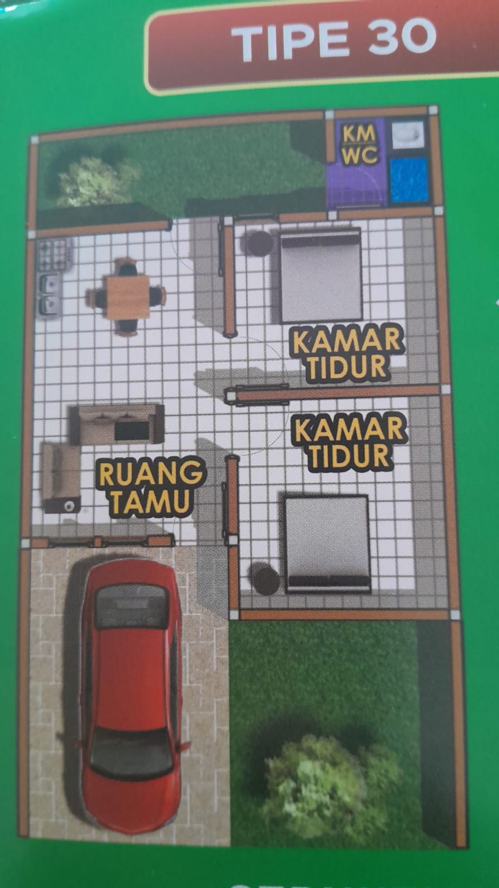 foto denah rumah tipe 30/60 perumahan GRIYA MUTIARA HIJAU