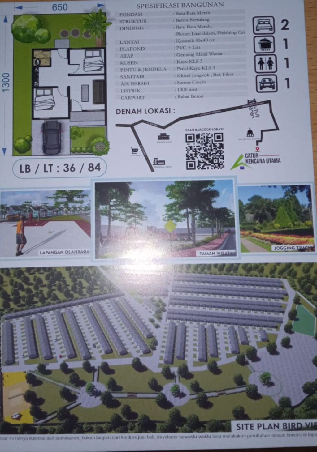 foto denah rumah tipe 36 perumahan PERUMAHAN CATUR KENCANA UTAMA