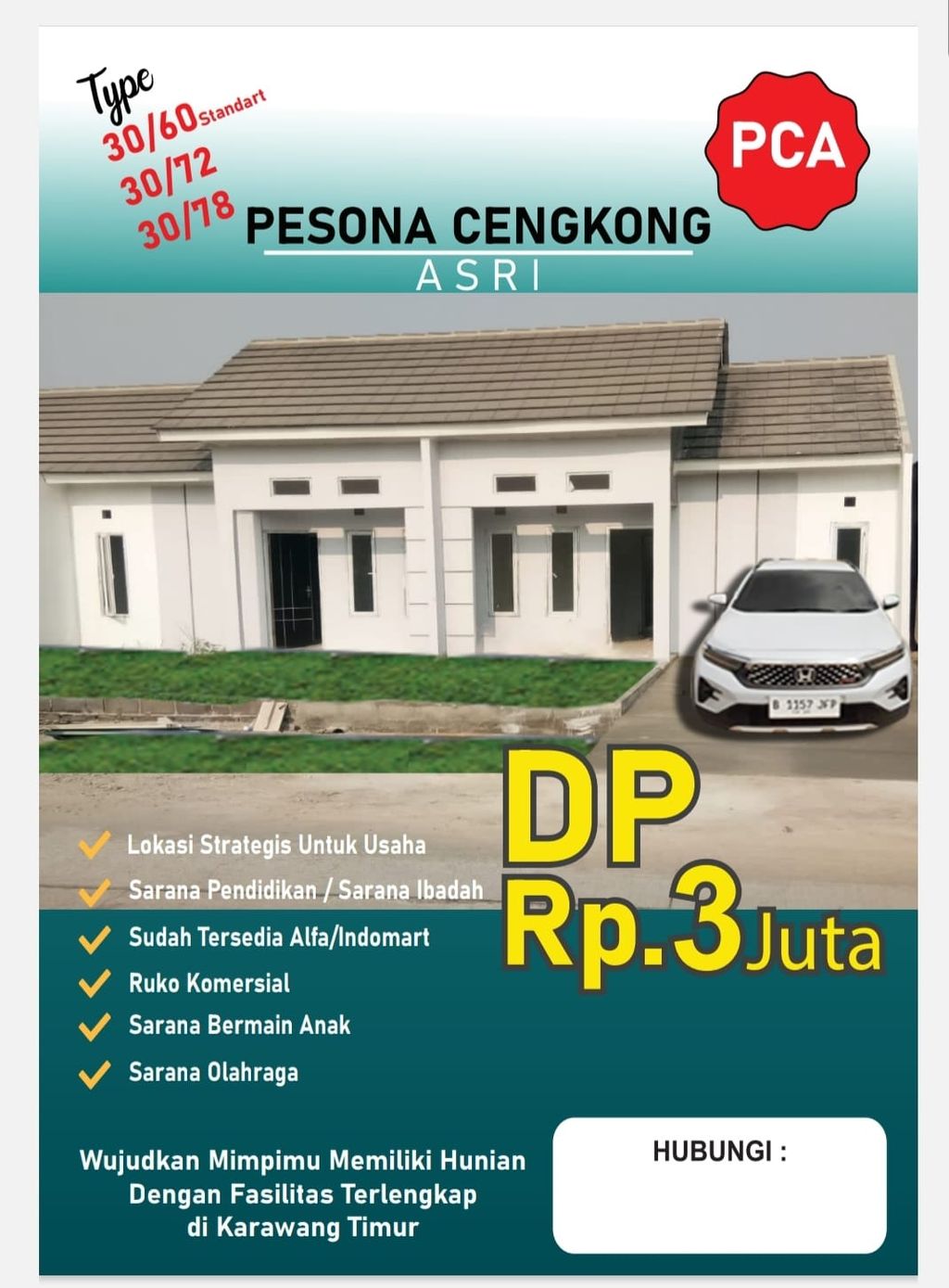 foto denah rumah tipe subsidi perumahan PESONA CENGKONG ASRI